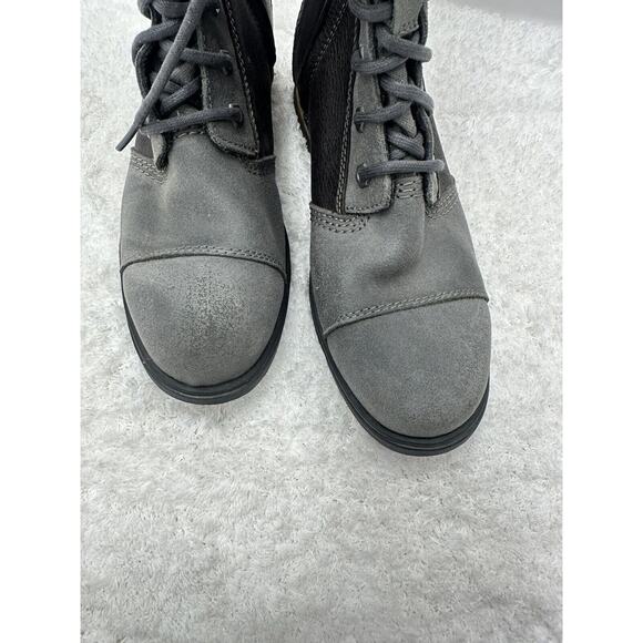 Sorel Major Maverick Grey and Black Leather Lace Up Mid Calf Boots Size 7.5 - Picture 4 of 11